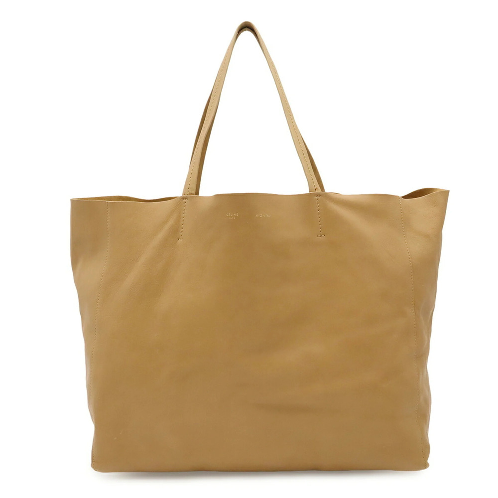 CELINE Horizontal Cabas Tote Bag, Large Shoulder Calf Leather, Beige, 166113